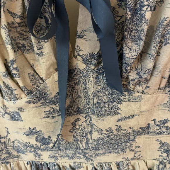 Cute Cottagecore Fit and Flare Toile de Jouy Blue & Ivory Dress Sz 6 - Picture 8 of 8